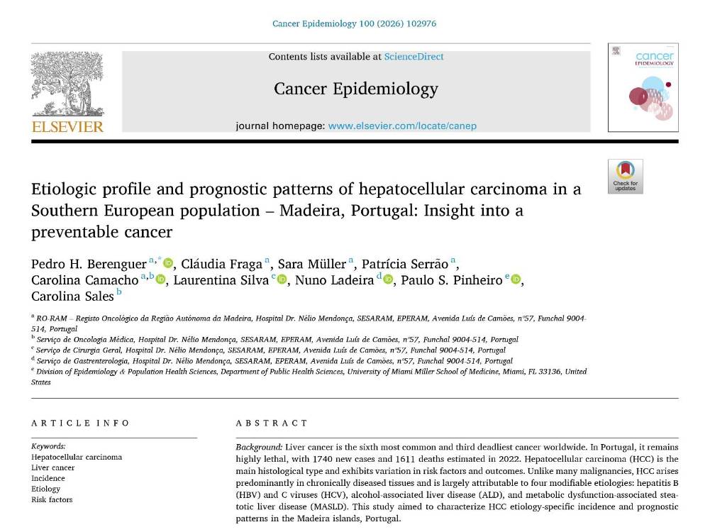 Registo Oncológico da Madeira publica primeiro estudo em revista internacional