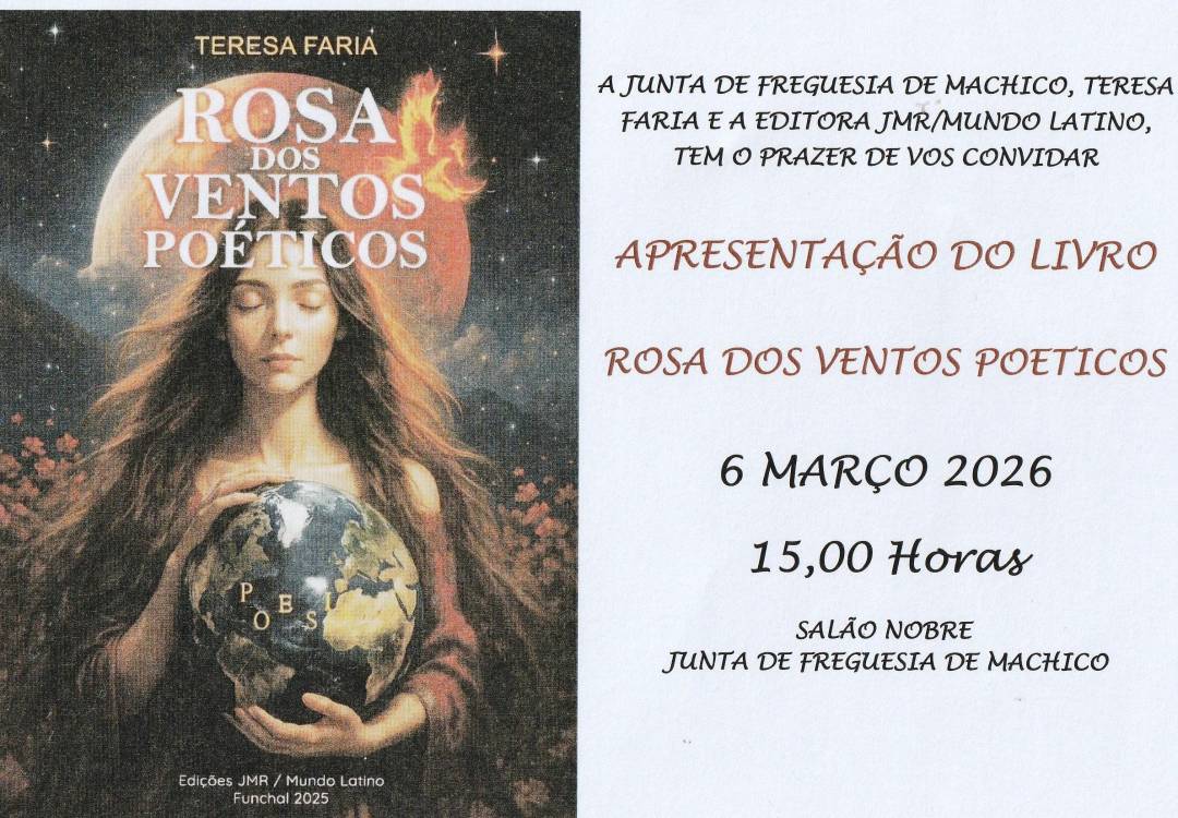 Livro ‘Rosa dos Ventos Poéticos’ será apresentado a 6 de março