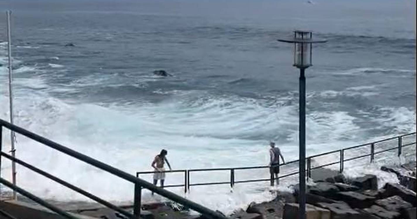 Mar agitado não afasta turistas imprudentes no Jardim do Mar (com vídeo)