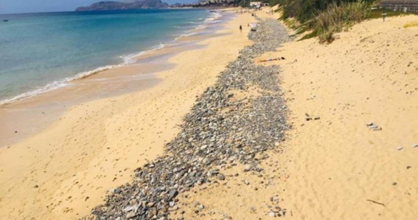 Praia do Porto Santo pode ter intervenção artificial para evitar chegada do calhau (com fotos)