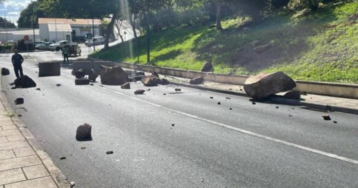 Queda de pedras controlada encerra estrada de acesso ao Tecnopolo (com fotos)