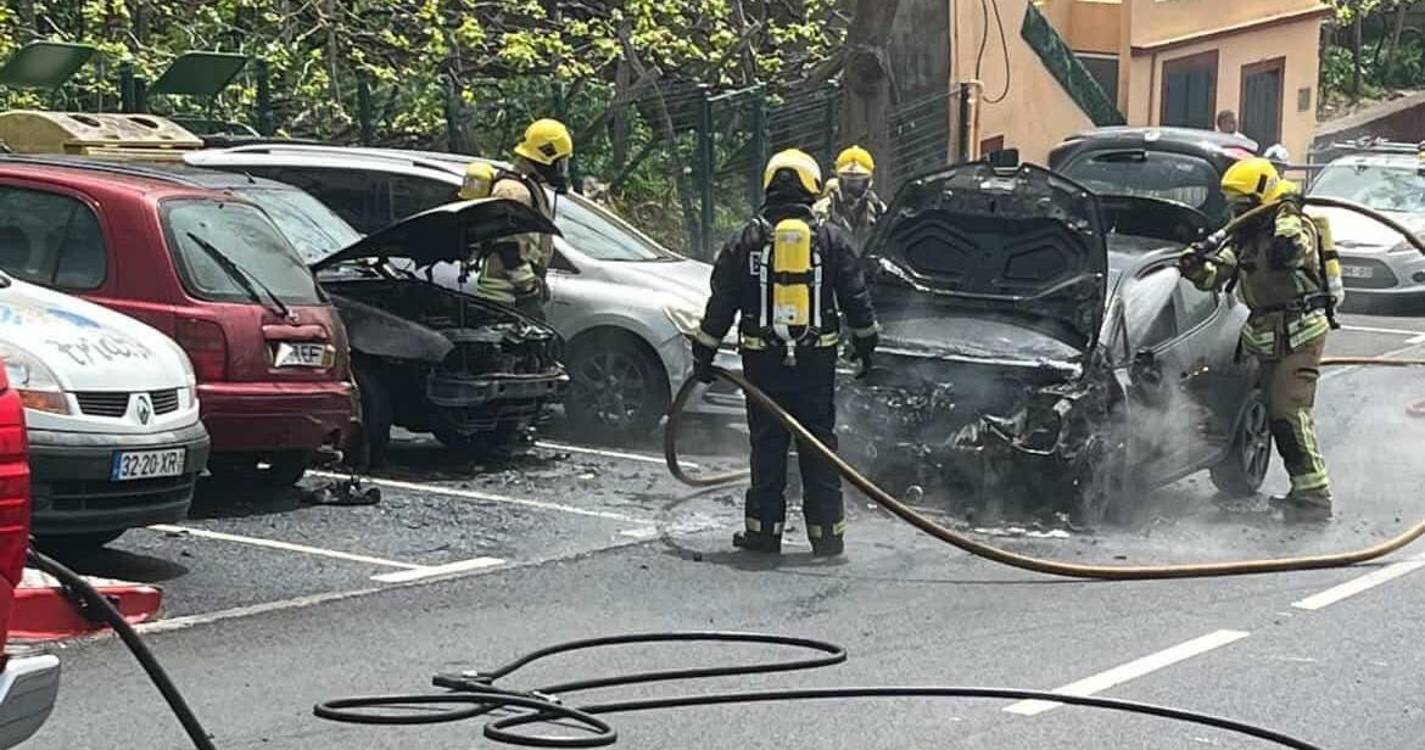Incêndio numa viatura provoca danos em outros dois carros no Estreito de Câmara de Lobos (com fotos e vídeo)