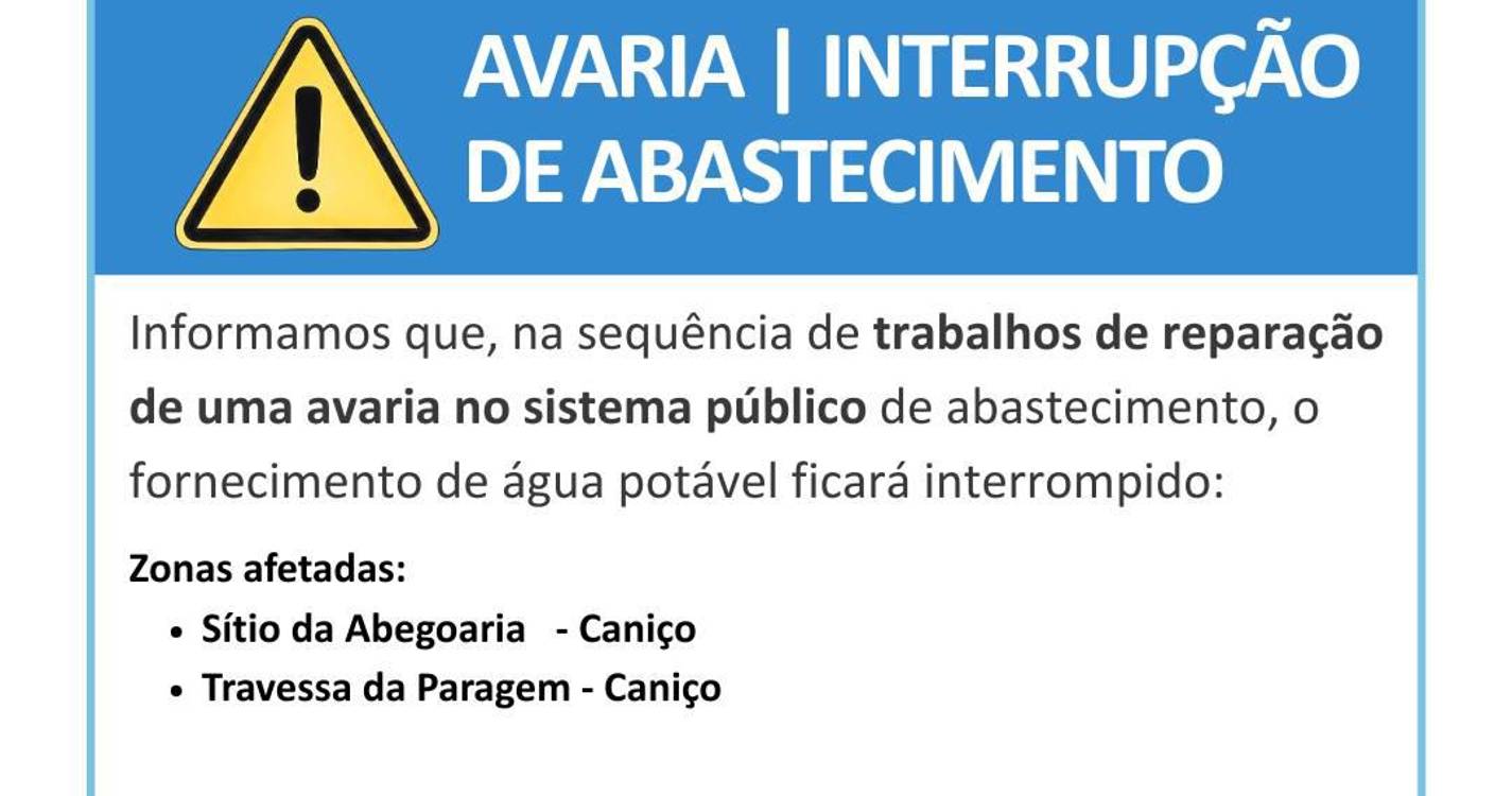 Vai faltar água amanhã no Caniço