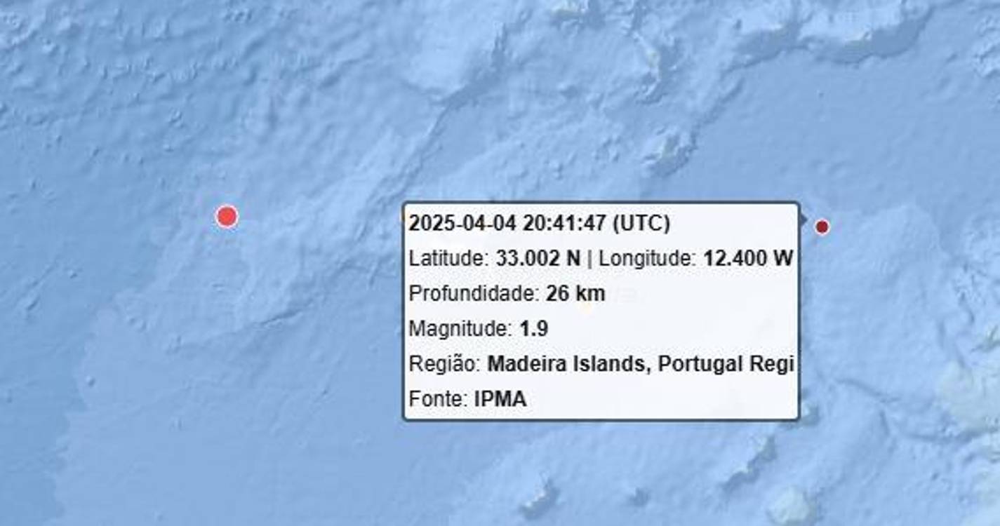 Sismo registado ao largo da Madeira