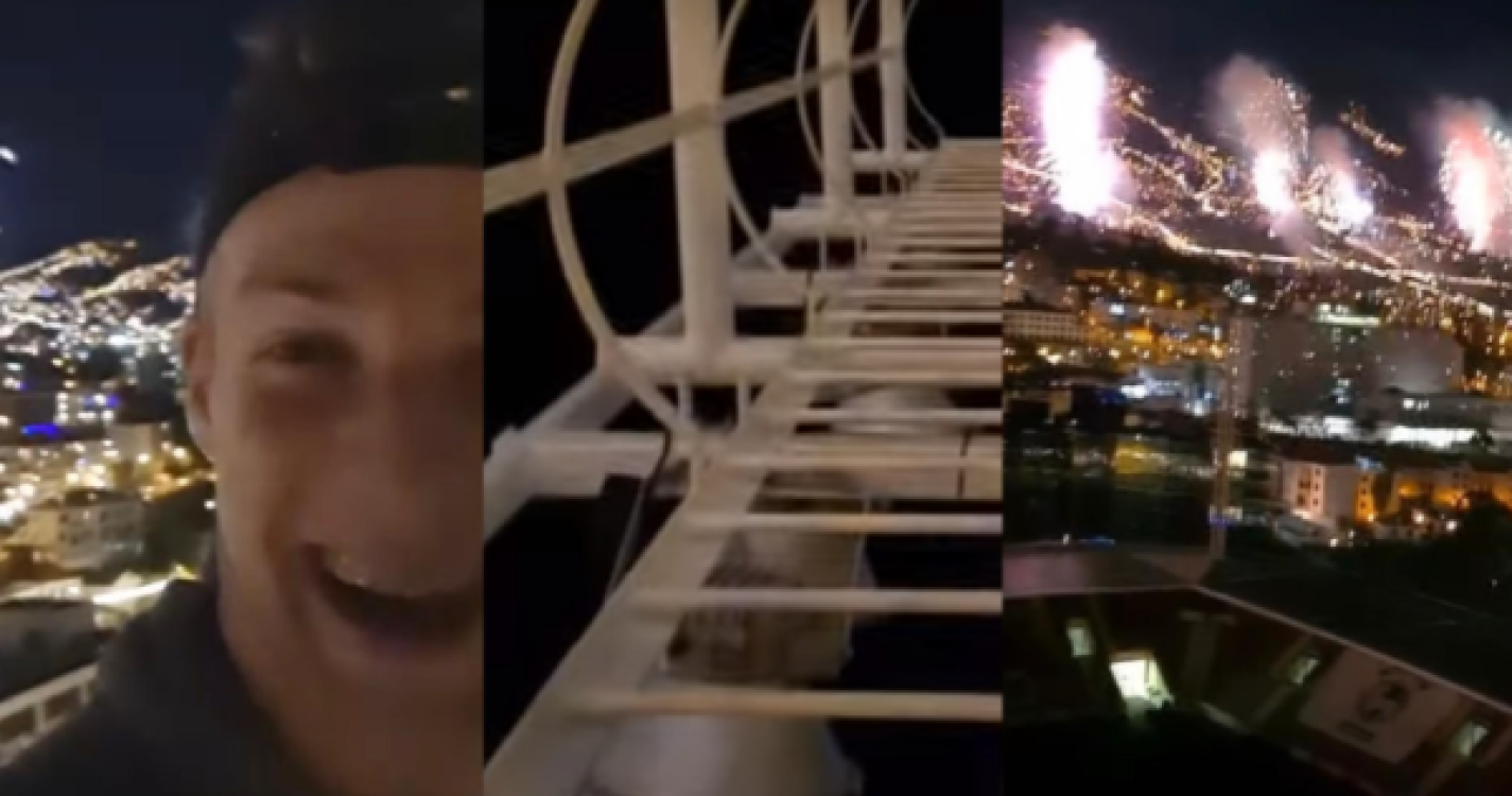 Subiu até ao cimo das luzes do Estádio do Marítimo e viu o fogo de artifício (vídeo)