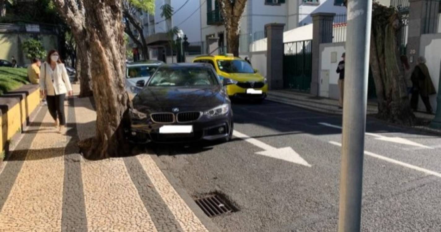 Automóvel colide contra árvore na Rua João de Deus