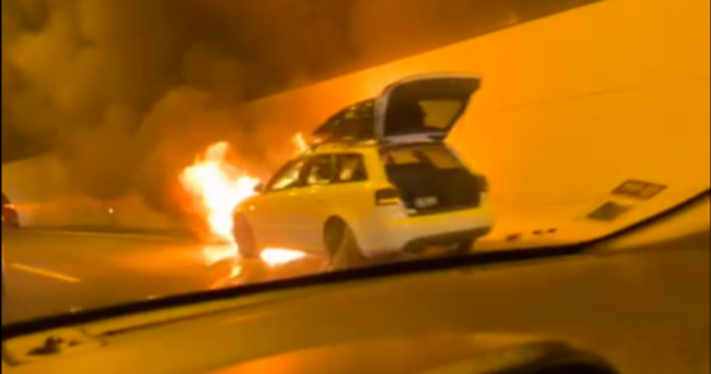 Viatura em chamas dentro de túnel na via rápida (com vídeo)