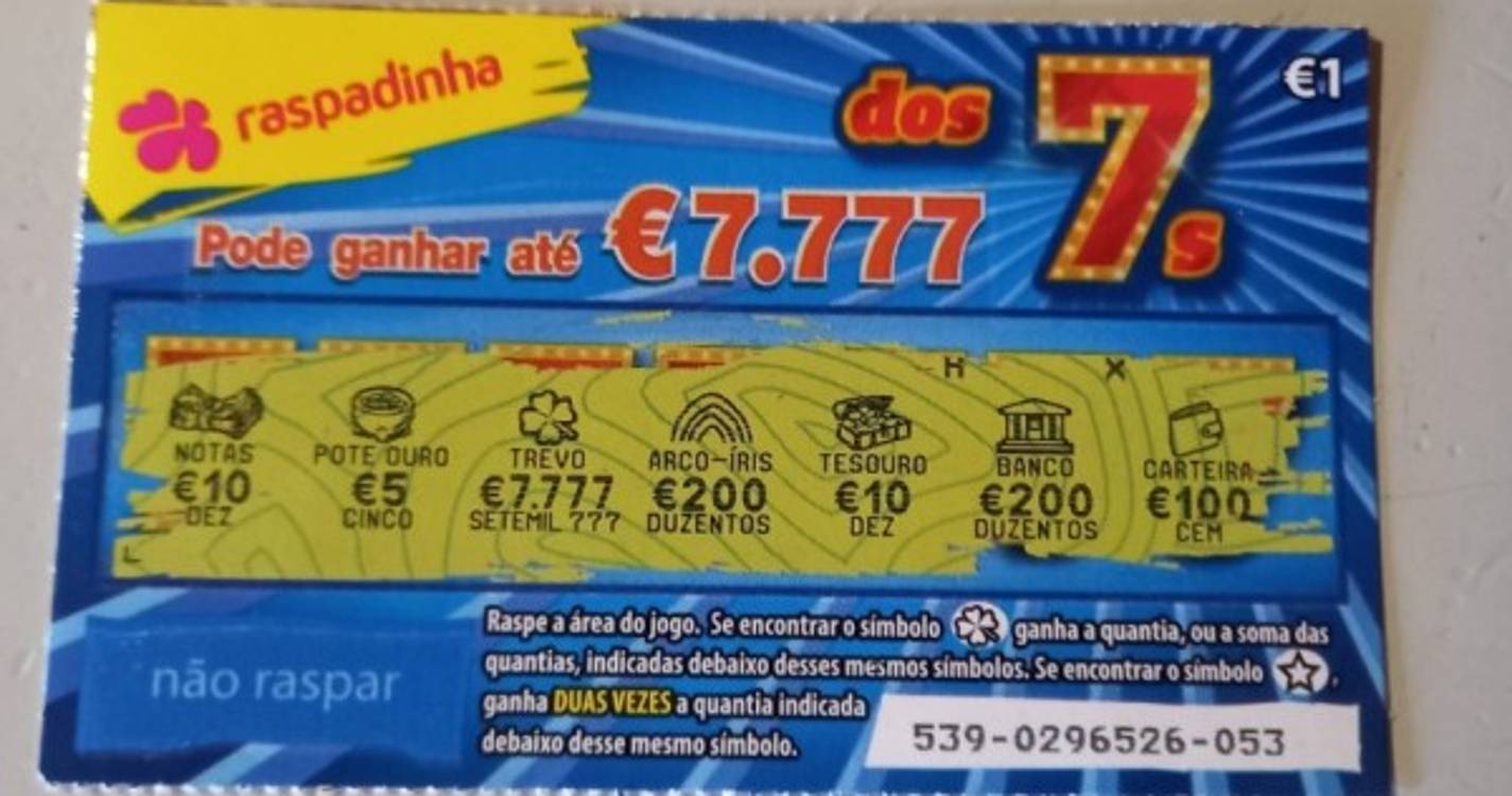 Raspadinha com prémio de 7.777 euros saiu em Gaula