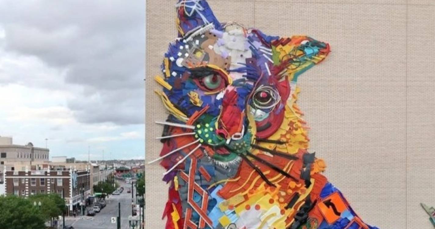Bordalo II cria puma com 19,5 metros de altura no Texas