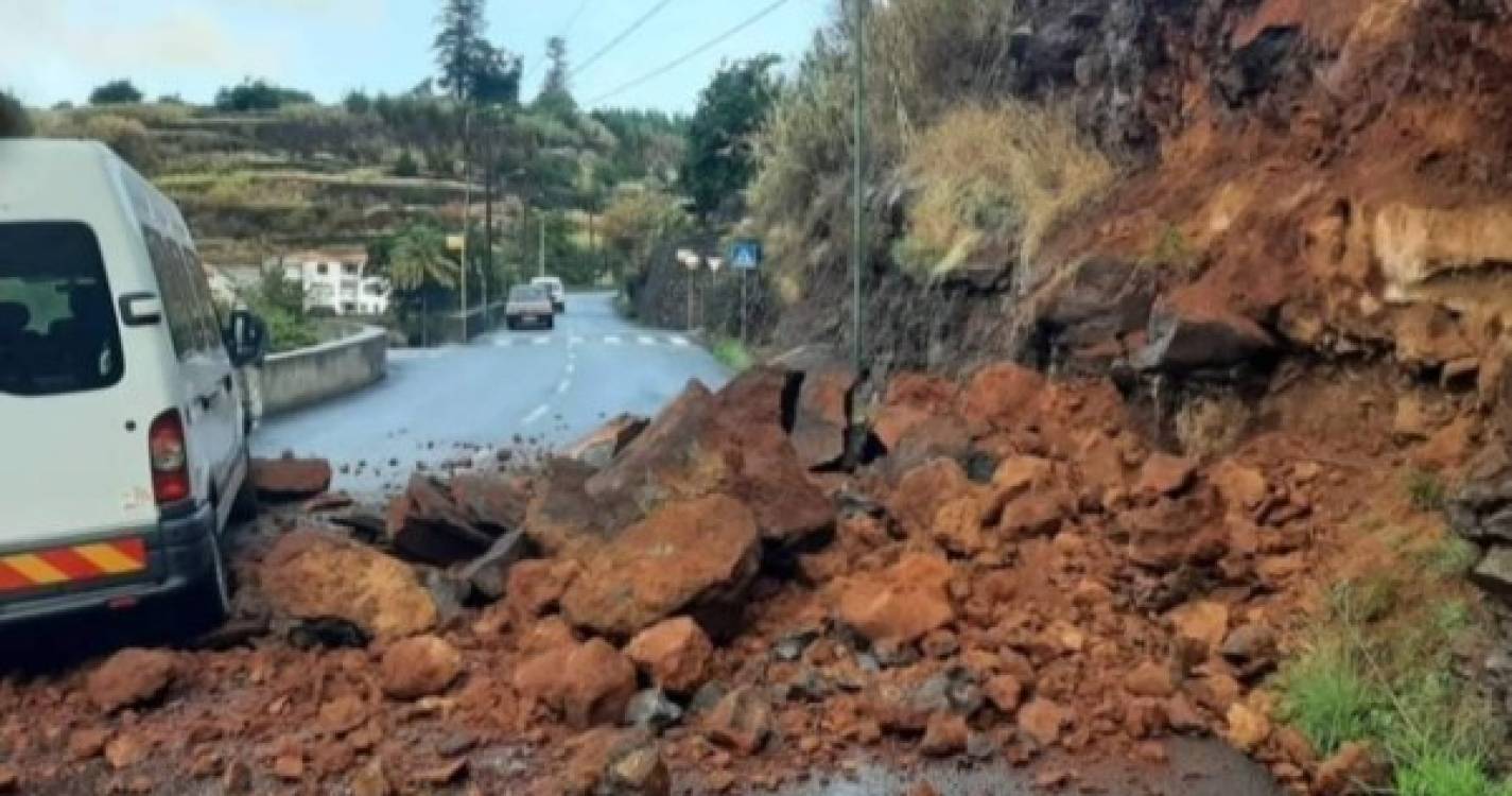 Derrocada obstruiu estrada e atingiu carrinha no Funchal