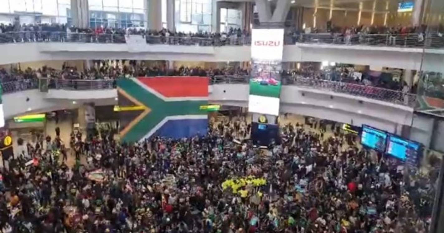 Seleção sul-africana de râguebi recebida em apoteose (com vídeo)