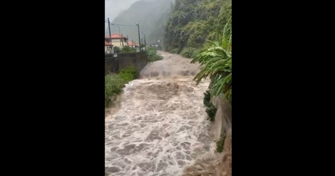 Vídeo mostra força do caudal da ribeira na Ribeira Brava