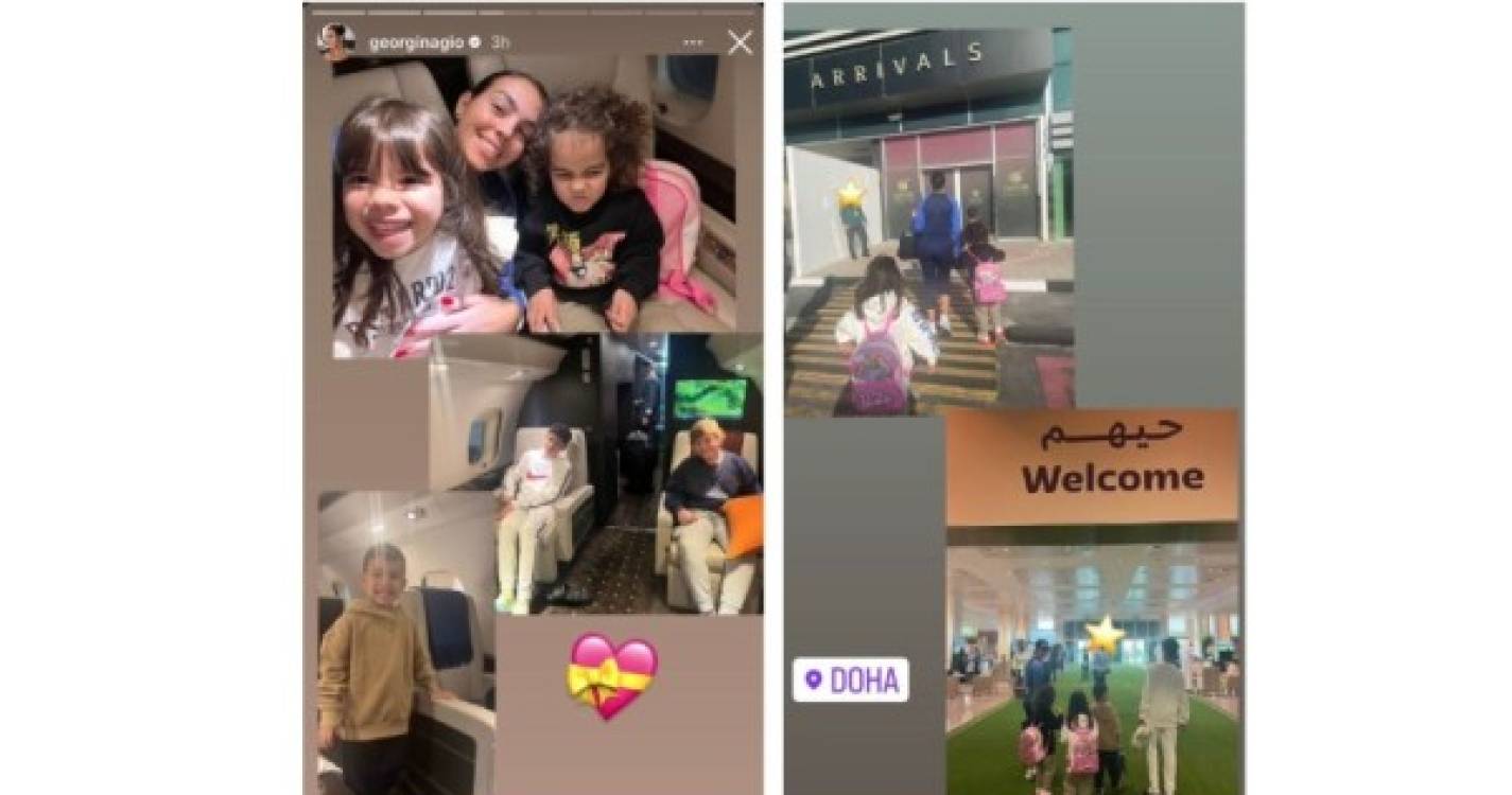 Georgina viajou com os filhos para o Qatar para apoiar Ronaldo. Veja as imagens