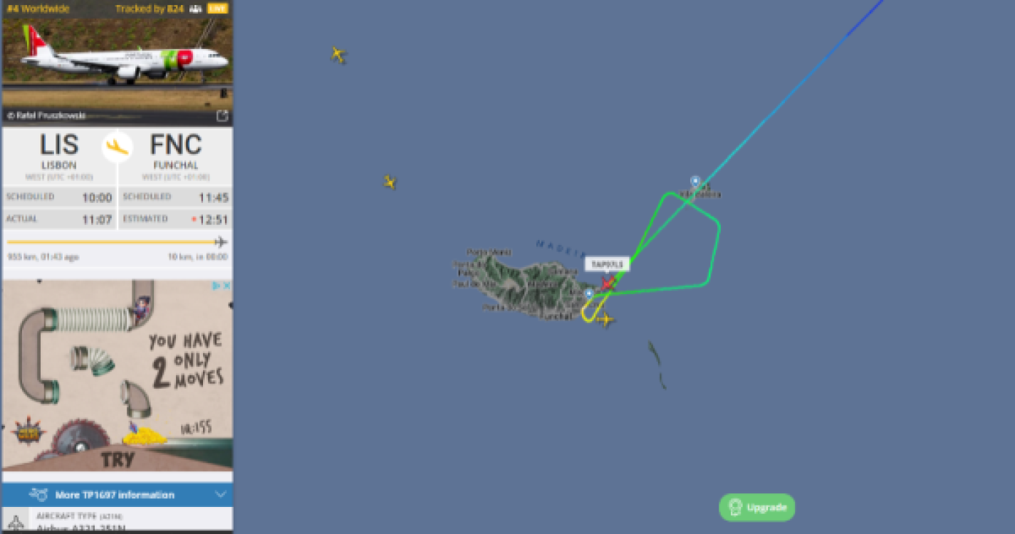 Avião da TAP borregou duas vezes na Madeira. Há mais um avião às voltas.