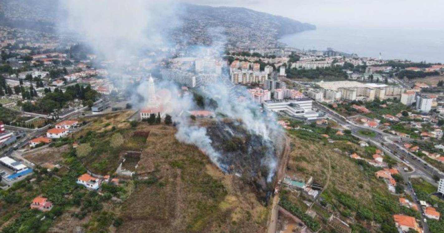 Veja as imagens captadas por drone do incêndio que deflagra em São Martinho