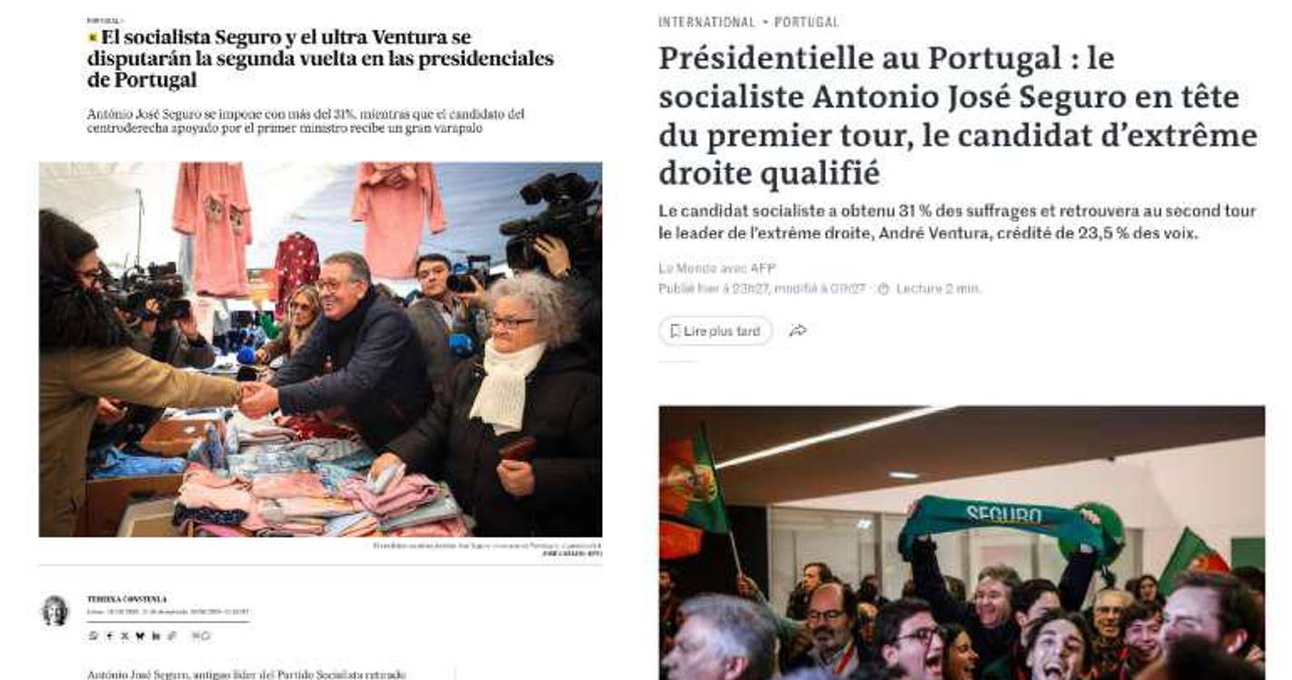 Presidenciais: Imprensa internacional destaca confronto entre extrema-direita e surpresa Seguro