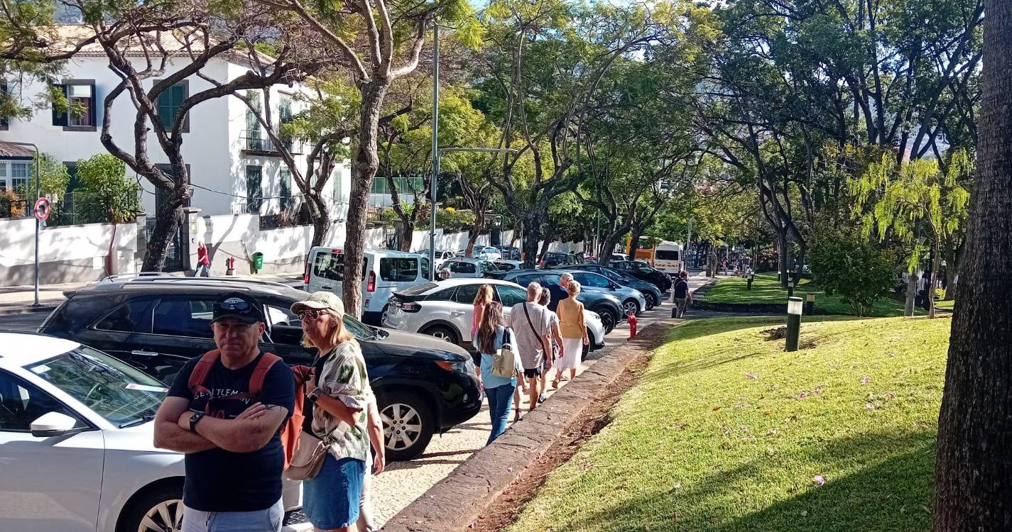 Cerca de 50 profissionais de TVDE buzinam entre a Quinta Vigia e a Assembleia a pedir que os deixem trabalhar