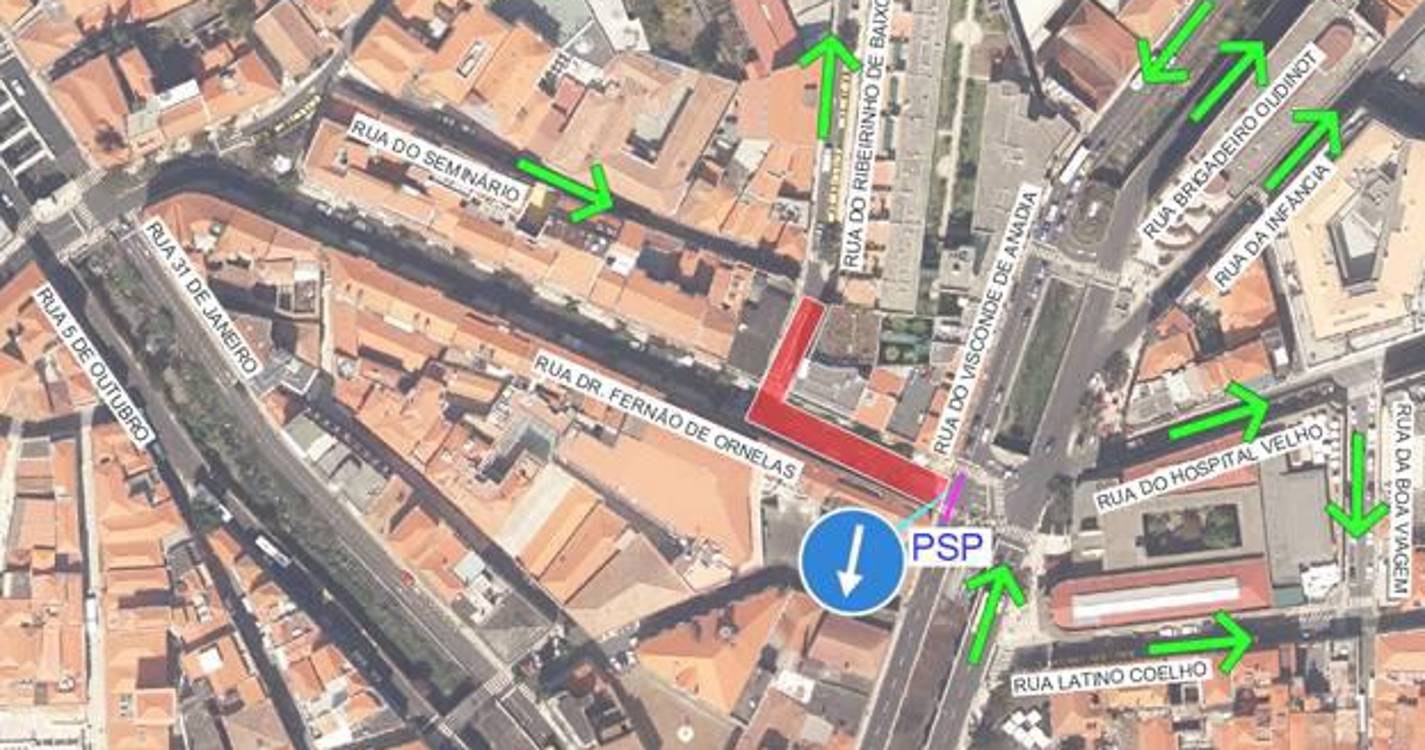 Circulação rodoviária temporariamente alterada na Rua do Ribeirinho de Baixo e Rua do Seminário