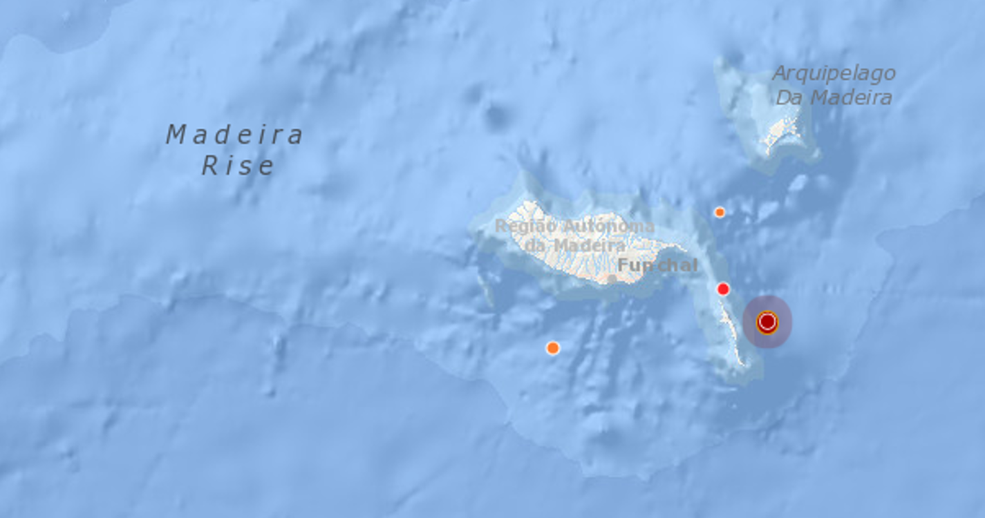 Sismo de magnitude 4.0 registado perto das Desertas foi sentido na Madeira
