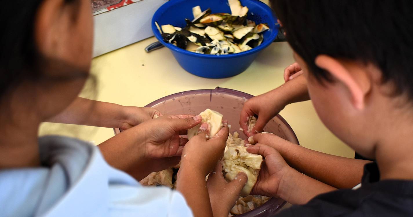 Alunos apresentam a anona