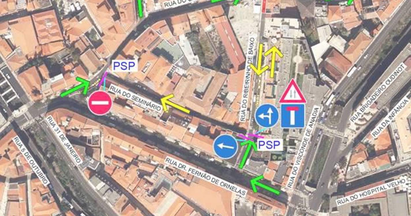 Circulação rodoviária temporariamente alterada na Rua do Ribeirinho de Baixo e Rua do Seminário