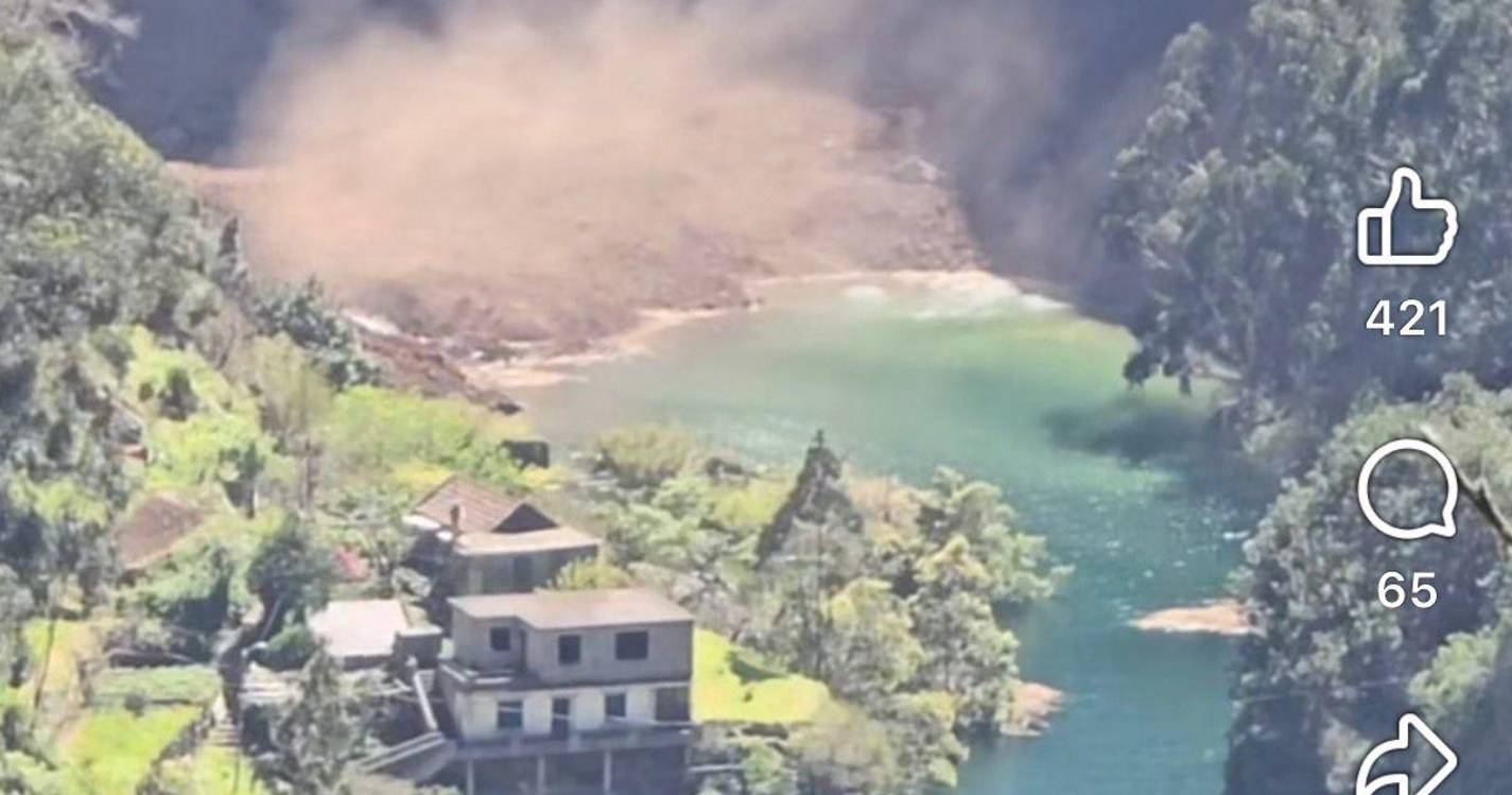 Derrocada no Curral das Freiras continua a provocar queda de pedras e terras (com vídeo)
