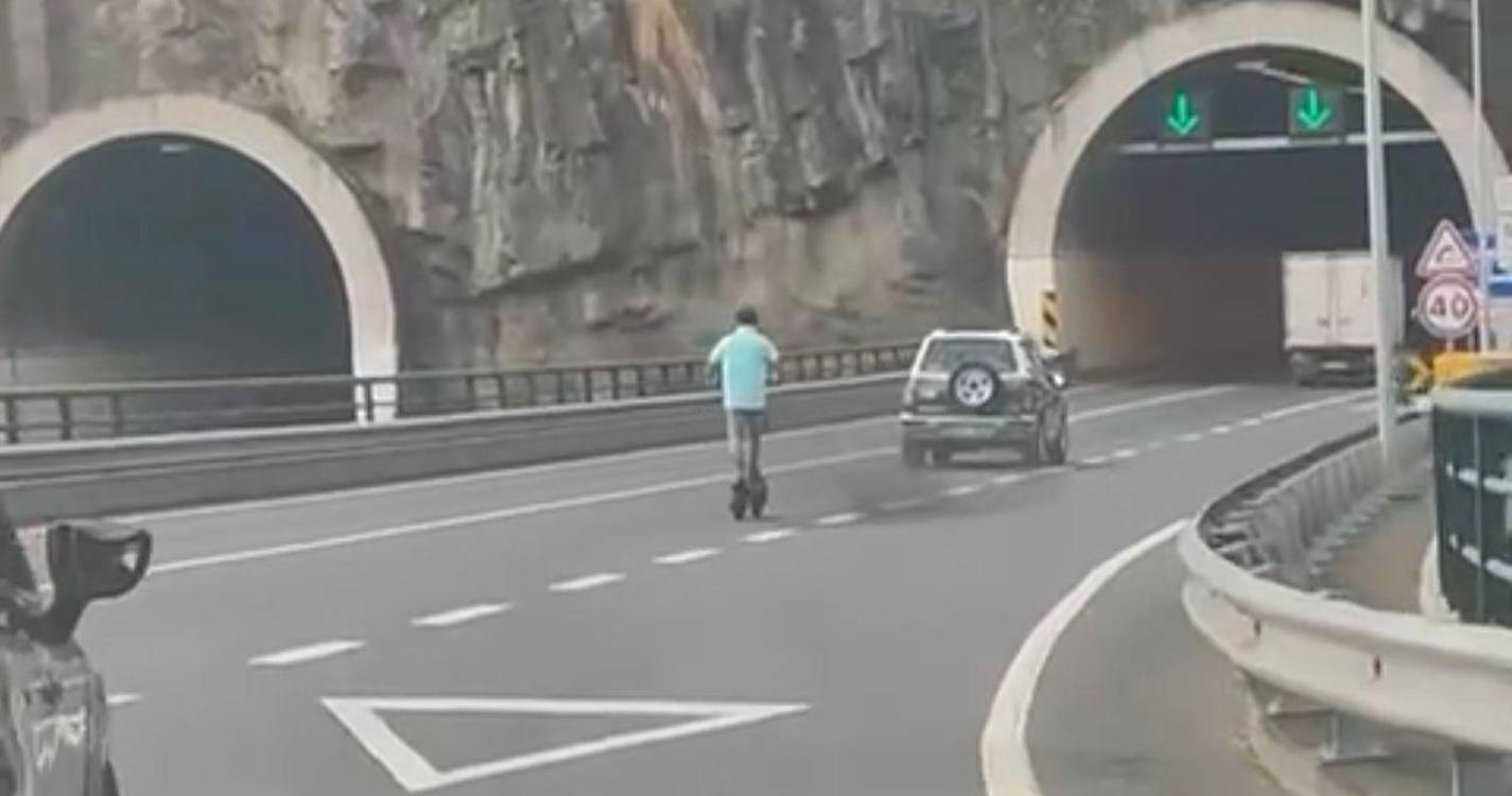 Indivíduo circula de trotinete na via rápida no Funchal (com vídeo)