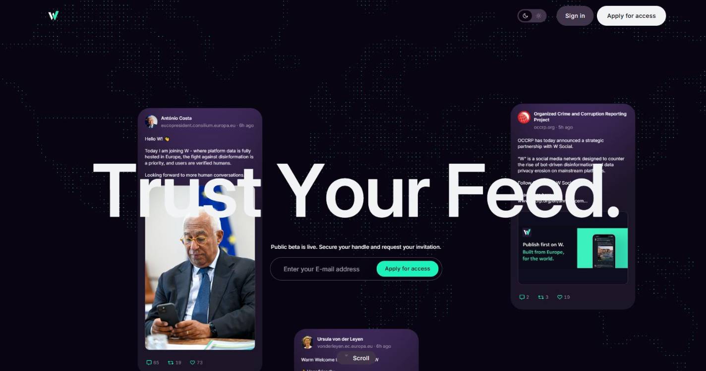 Rede social W lançada hoje é europeia e pretende competir com a X