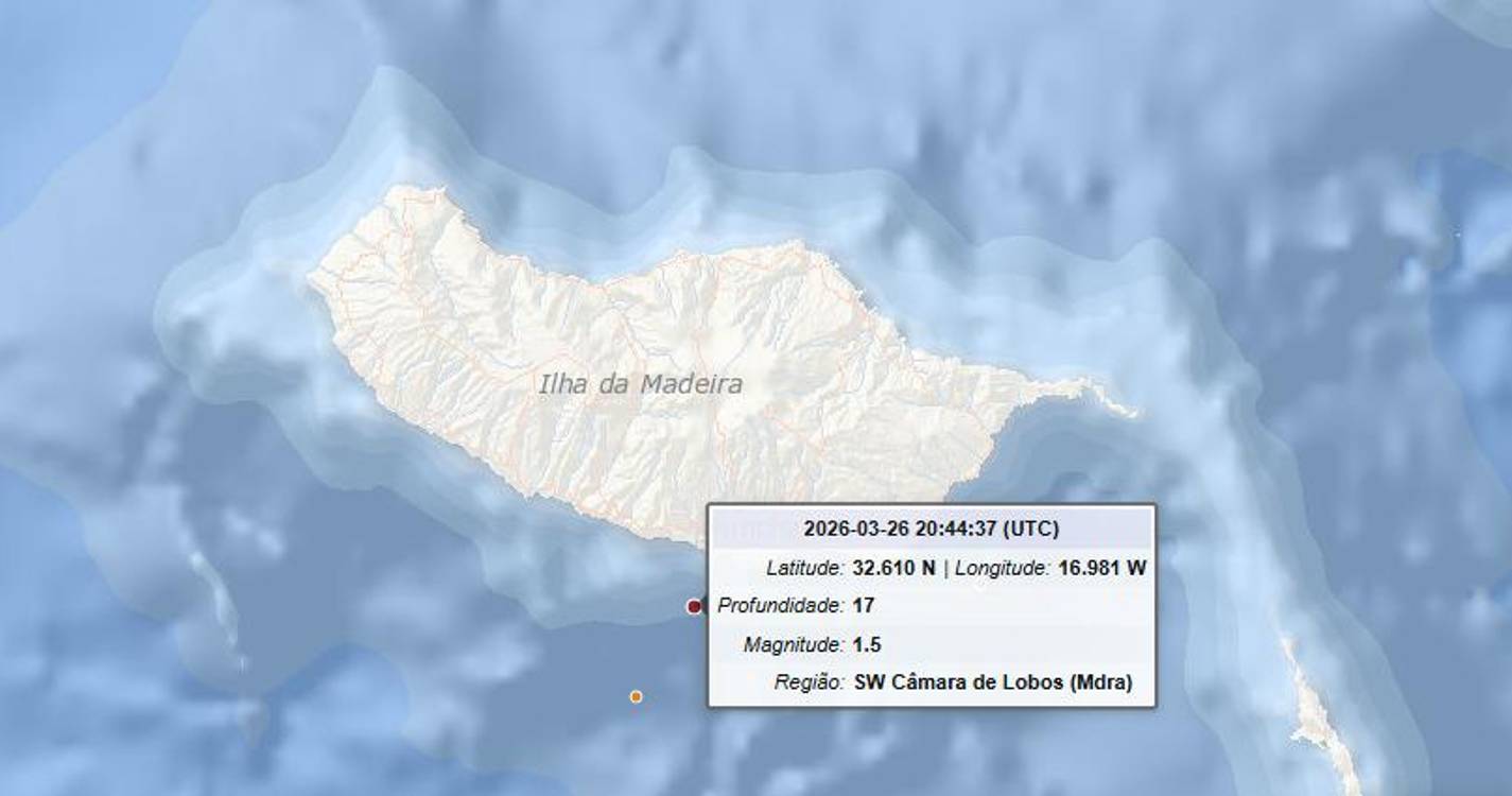 Mais um microssismo registado ao largo da Madeira
