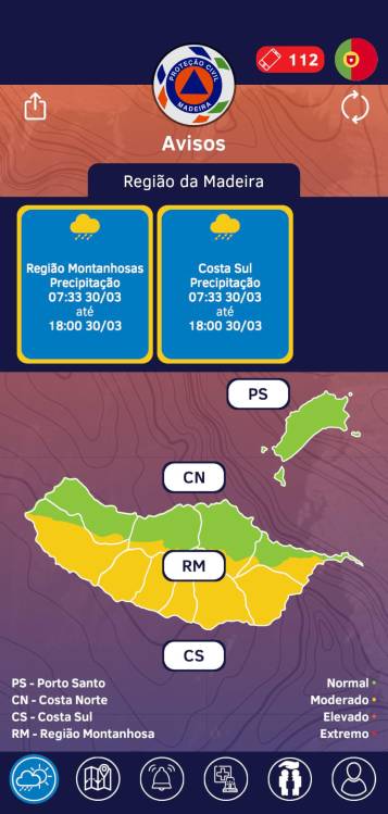 IPMA coloca costa sul e regiões montanhosas sob aviso amarelo para chuva forte até às 18 horas de hoje