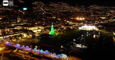 Vídeo captado em drone mostra a iluminação natalícia na baixa do Funchal