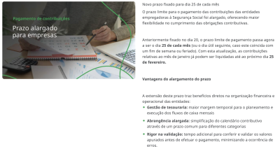 Empresas passam a ter até dia 25 de cada mês para pagar contribuições à Segurança Social