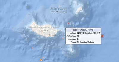 Sismo registado esta manhã a nordeste das Desertas