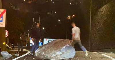 Ribeira Brava: Pedra de grandes dimensões caiu na saída da via rápida