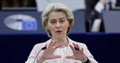Ursula Von der Leyen intervinha numa cerimónia festiva no Parlamento Europeu, na cidade francesa de Estrasburgo, para assinalar o 20.º aniversário do maior alargamento da história da União Europeia.
