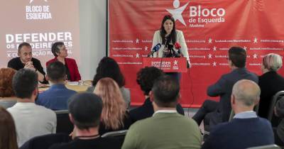 Mariana Mortágua esta tarde durante a sessão de encerramento da X Convenção Regional do BE, que confirmou reeleição de Dina Letra.