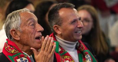 O Presidente da Republica, Marcelo Rebelo de Sousa, assiste ao jogo do Mundial 2022 entre Portugal e o Uruguai junto de jovens, Braga, 28 Novembro 2022.