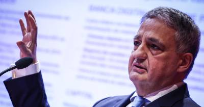 O presidente da Caixa Geral de Depósitos, Paulo Macedo, durante a apresentação de resultados de 2025 da instituição bancária em Lisboa.