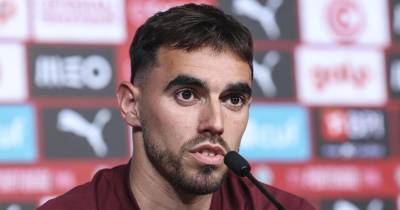 O jogador da seleção portuguesa de futebol Ricardo Horta intervém na conferência de imprensa de antevisão dos jogos particulares com o México e os EUA, na Cidade do Futebol, em Oeiras, 23 de março de 2026.