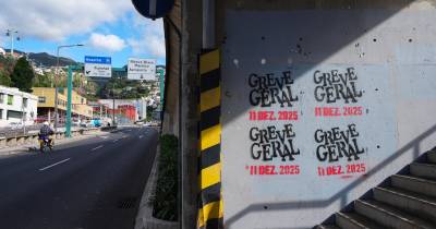Aviso de greve geral para o dia 11 Dezembro, na Rua Dr Pestana Júnior, no Funchal.