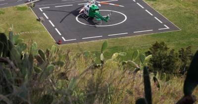 Helicóptero da Proteção civil também foi ao local fazer a triagem do fogo.