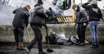Agricultores belgas em ação de protesto.