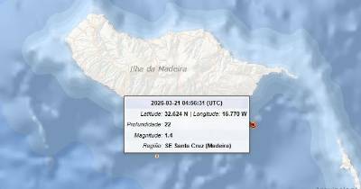 Sismo de baixa magnitude registado perto de Santa Cruz