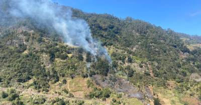Incêndio está a percorrer a encosta.