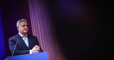 O presidente da Caixa Geral de Depósitos, Paulo Macedo, durante a apresentação de resultados de 2025 da instituição bancária em Lisbo.