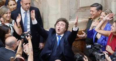 O Presidente argentino, Javier Milei, durante a abertura da 144.ª sessão ordinária do Congresso Nacional, em Buenos Aires, no início do mês.