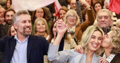 O Secretário Geral do Partido Socialista, Pedro Nuno Santos, durante a apresentação da candidata à câmara municipal de Bragança, Isabel Ferreira.