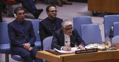 Representante do Irão na ONU, Amir-Saeid Iravani, na reunião do Conselho de Segurança.