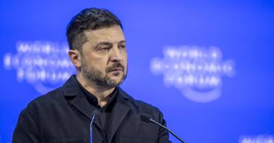 O Presidente da Ucrânia discurso no Fórum Económico Mundial, em Davos, na Suíça.