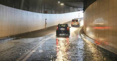 Ocorrências após a depressão Cláudia ter passado pela Madeira, água no túnel da Cota 40 (Foto Joana Sousa)